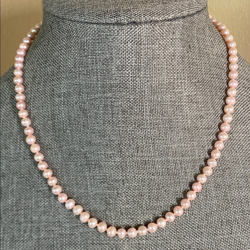 Blush Pink Freshwater Pearl Necklace 18” | Sterling Silver 925 JCM Clasp